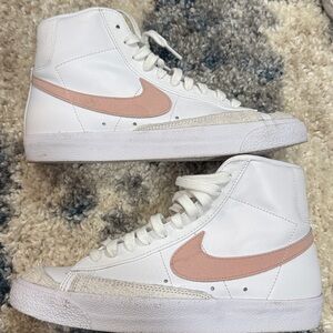 Nike White and Pink High-Top Sneakers